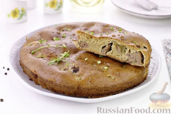 Заливной пирог с куриной печенью