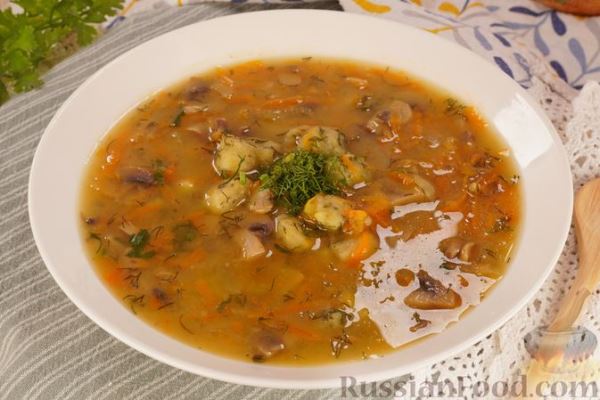 Грибной суп с картофельными клёцками