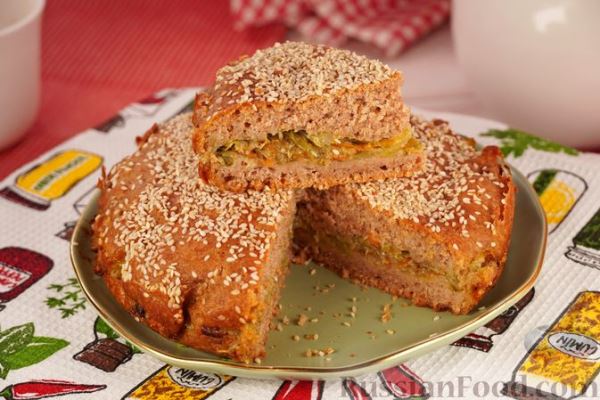 Заливной пирог с капустой, на молочной сыворотке